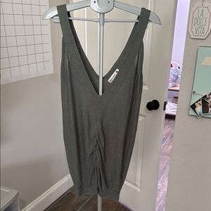 Gray Fitted Backless Sleeveless Tank Top